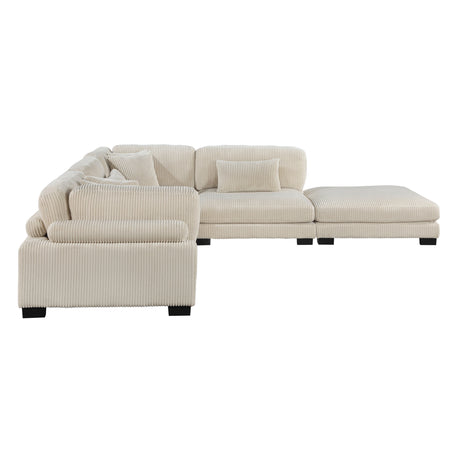 Traverse Beige 5-Piece Modular Sectional with Ottoman - Ornate Home
