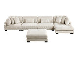 Traverse Beige 5-Piece Modular Sectional with Reversible Chaise and Ottoman - Ornate Home