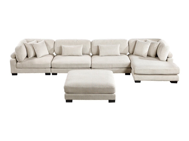 Traverse Beige 5-Piece Modular Sectional with Reversible Chaise and Ottoman - Ornate Home