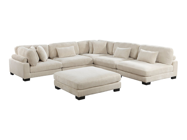 Traverse Beige 6-Piece Modular Sectional with Ottoman - Ornate Home