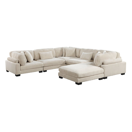 Traverse Beige 6-Piece Modular Sectional with Ottoman - Ornate Home
