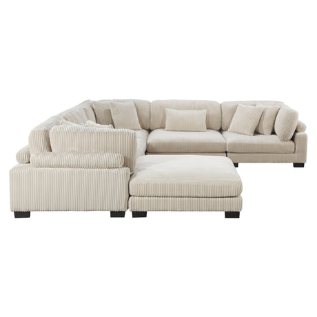 Traverse Beige 6-Piece Modular Sectional with Ottoman - Ornate Home