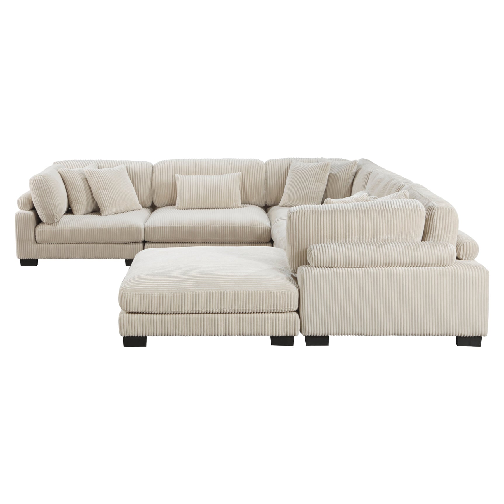 Traverse Beige 6-Piece Modular Sectional with Ottoman - Ornate Home