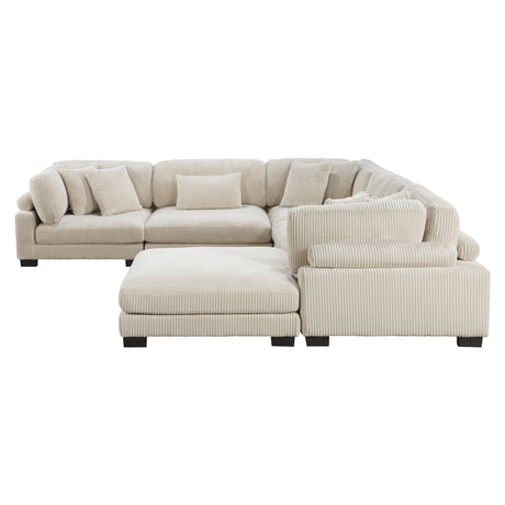 Traverse Beige 6-Piece Modular Sectional with Ottoman - Ornate Home