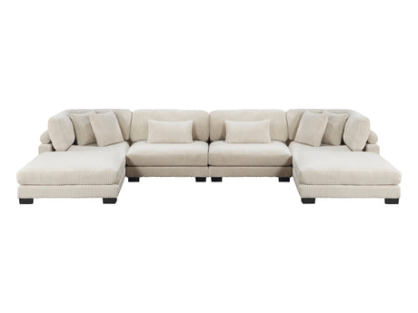 Traverse Beige 6-Piece Modular Sectional with Ottomans - Ornate Home