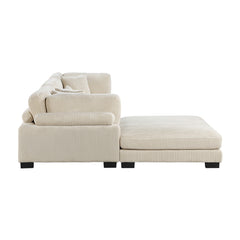 Traverse Beige Corduroy 4-Piece Modular Sectional with Ottoman - Ornate Home
