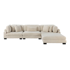 Traverse Beige Corduroy 4-Piece Modular Sectional with Ottoman - Ornate Home