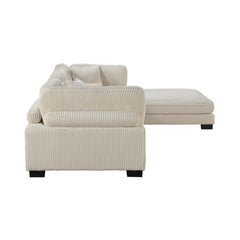 Traverse Beige Corduroy 4-Piece Modular Sectional with Ottoman - Ornate Home