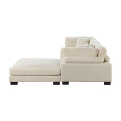 Traverse Beige Corduroy 4-Piece Modular Sectional with Ottoman - Ornate Home