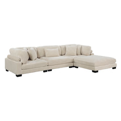 Traverse Beige Corduroy 4-Piece Modular Sectional with Ottoman - Ornate Home