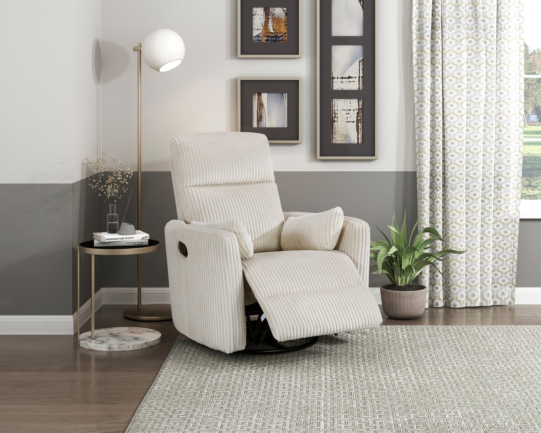 Traverse Beige Swivel Glider Reclining Chair - Ornate Home
