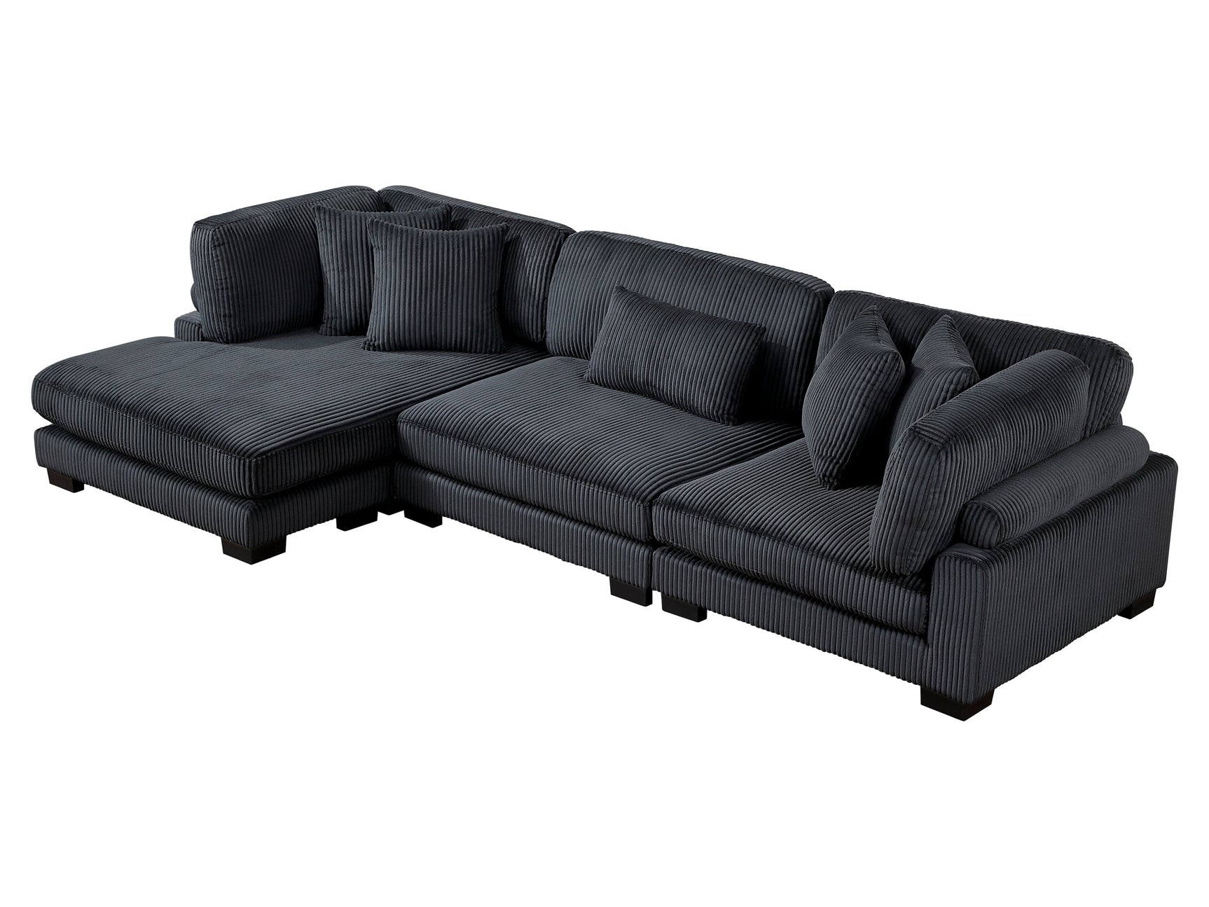 Traverse Black 3-Piece Modular Sectional with Reversible Chaise - Ornate Home