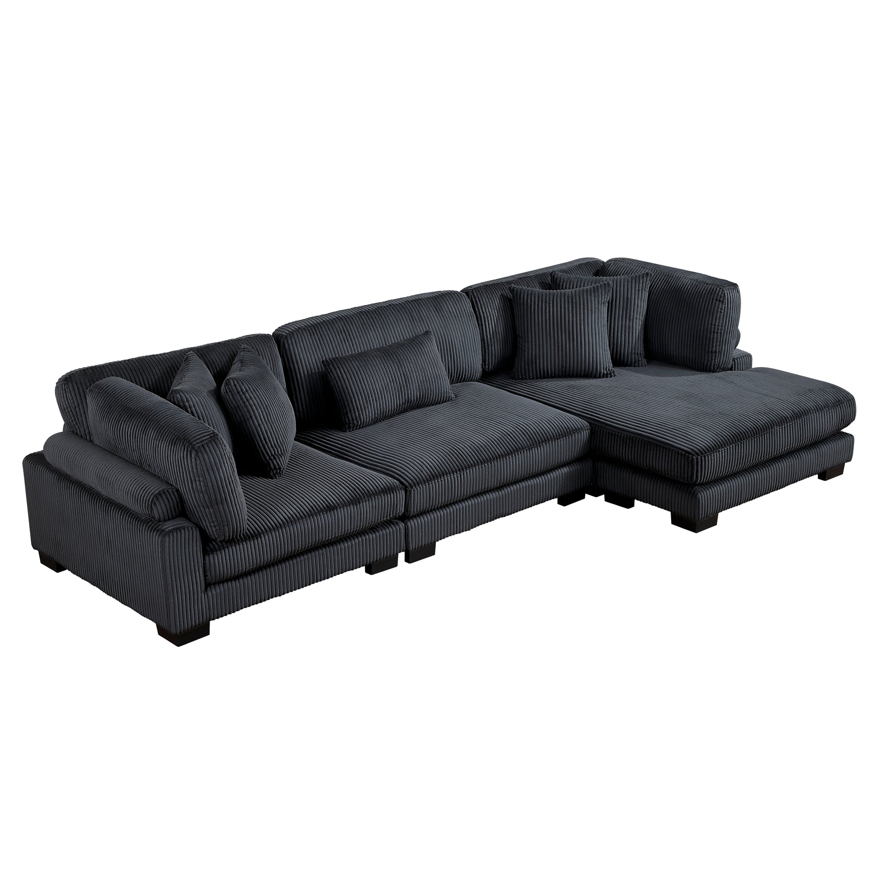 Traverse Black 3-Piece Modular Sectional with Reversible Chaise - Ornate Home