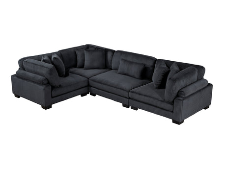 Traverse Black 4-Piece Modular Sectional - Ornate Home