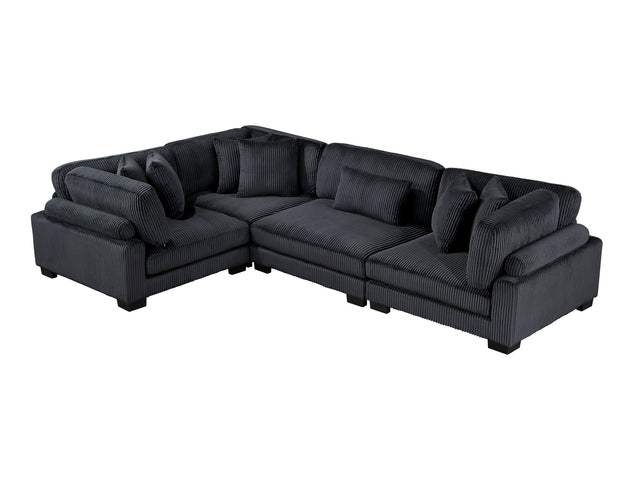 Traverse Black 4-Piece Modular Sectional - Ornate Home