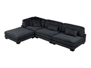 Traverse Black 4-Piece Modular Sectional with Ottoman - Ornate Home