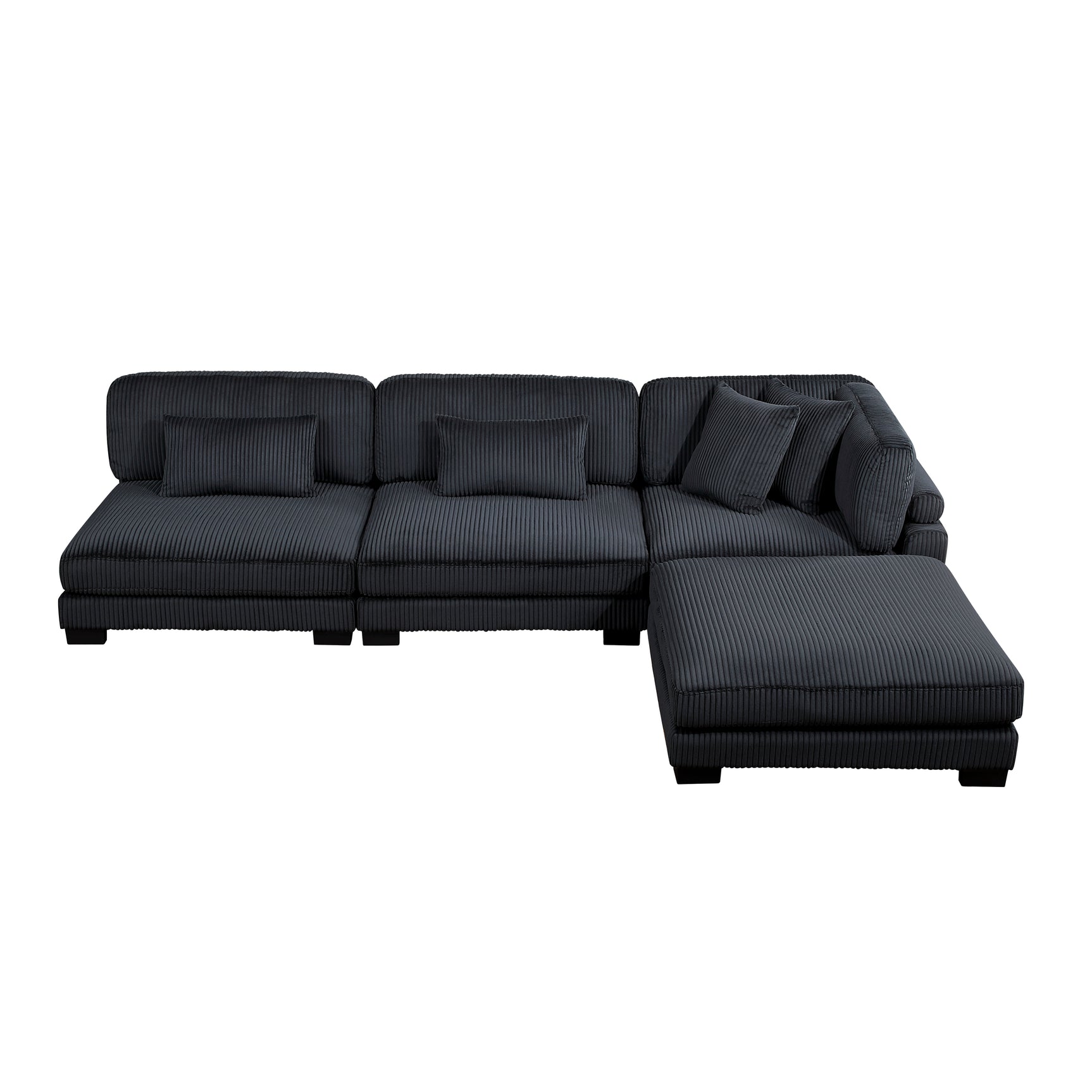Traverse Black 4-Piece Modular Sectional with Ottoman - Ornate Home