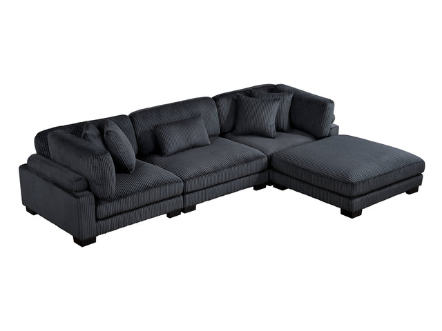 Traverse Black 4-Piece Modular Sectional with Ottoman - Ornate Home