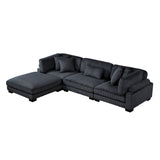 Traverse Black 4-Piece Modular Sectional with Ottoman - Ornate Home