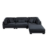 Traverse Black 4-Piece Modular Sectional with Ottoman - Ornate Home