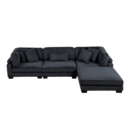 Traverse Black 4-Piece Modular Sectional with Ottoman - Ornate Home
