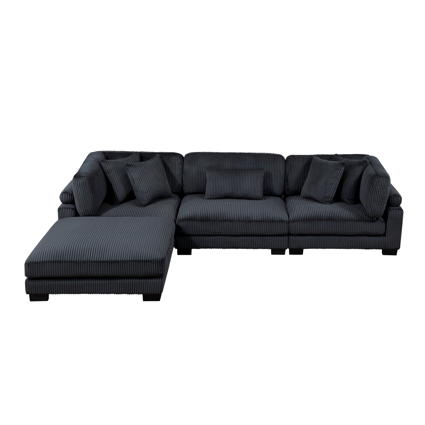 Traverse Black 4-Piece Modular Sectional with Ottoman - Ornate Home