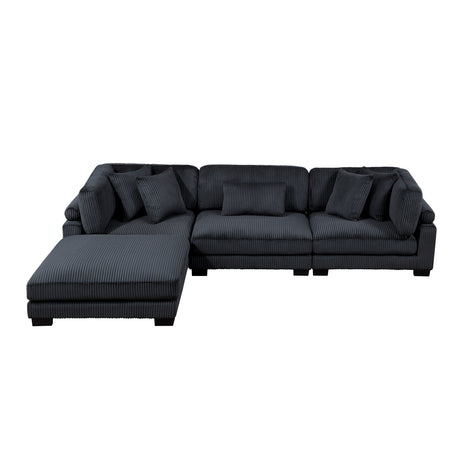 Traverse Black 4-Piece Modular Sectional with Ottoman - Ornate Home
