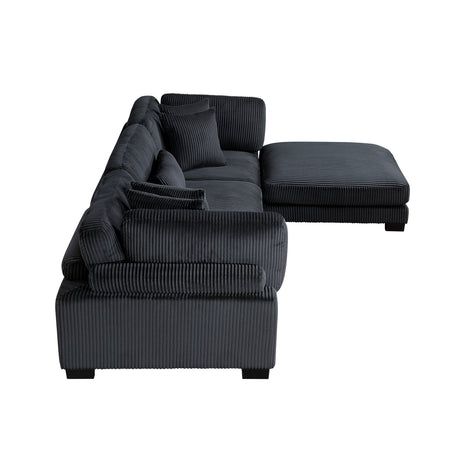 Traverse Black 4-Piece Modular Sectional with Ottoman - Ornate Home