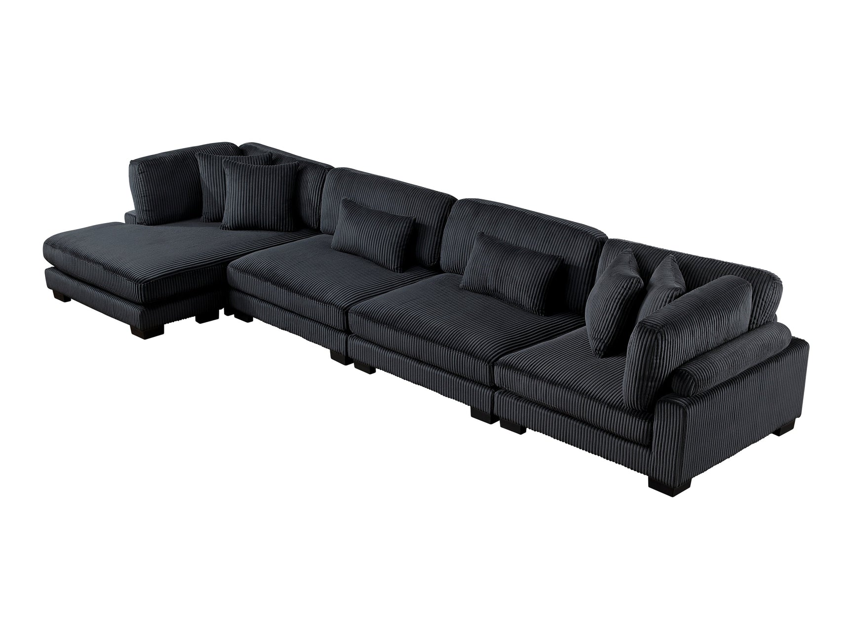 Traverse Black 4-Piece Modular Sectional with Reversible Chaise - Ornate Home
