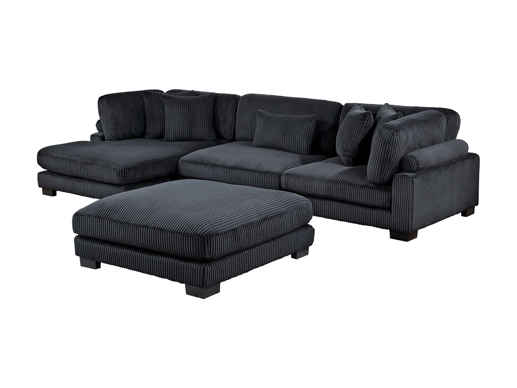 Traverse Black 4-Piece Modular Sectional with Reversible Chaise and Ottoman - Ornate Home