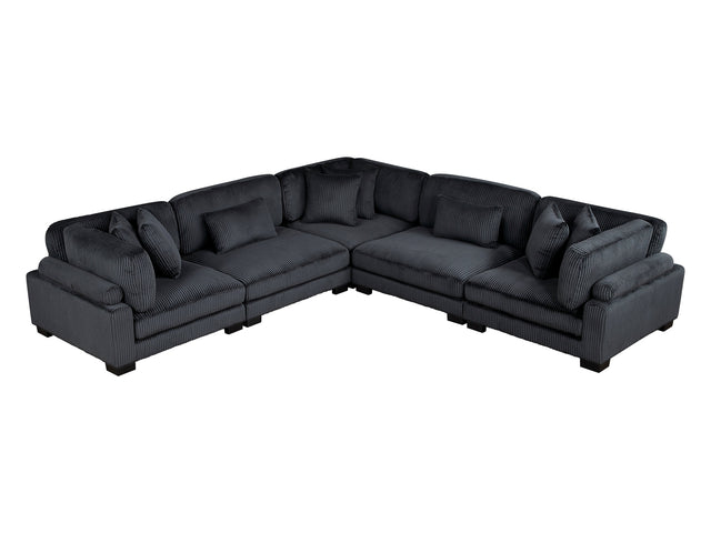 Traverse Black 5-Piece Modular Sectional - Ornate Home