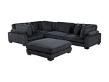 Traverse Black 5-Piece Modular Sectional with Ottoman - Ornate Home