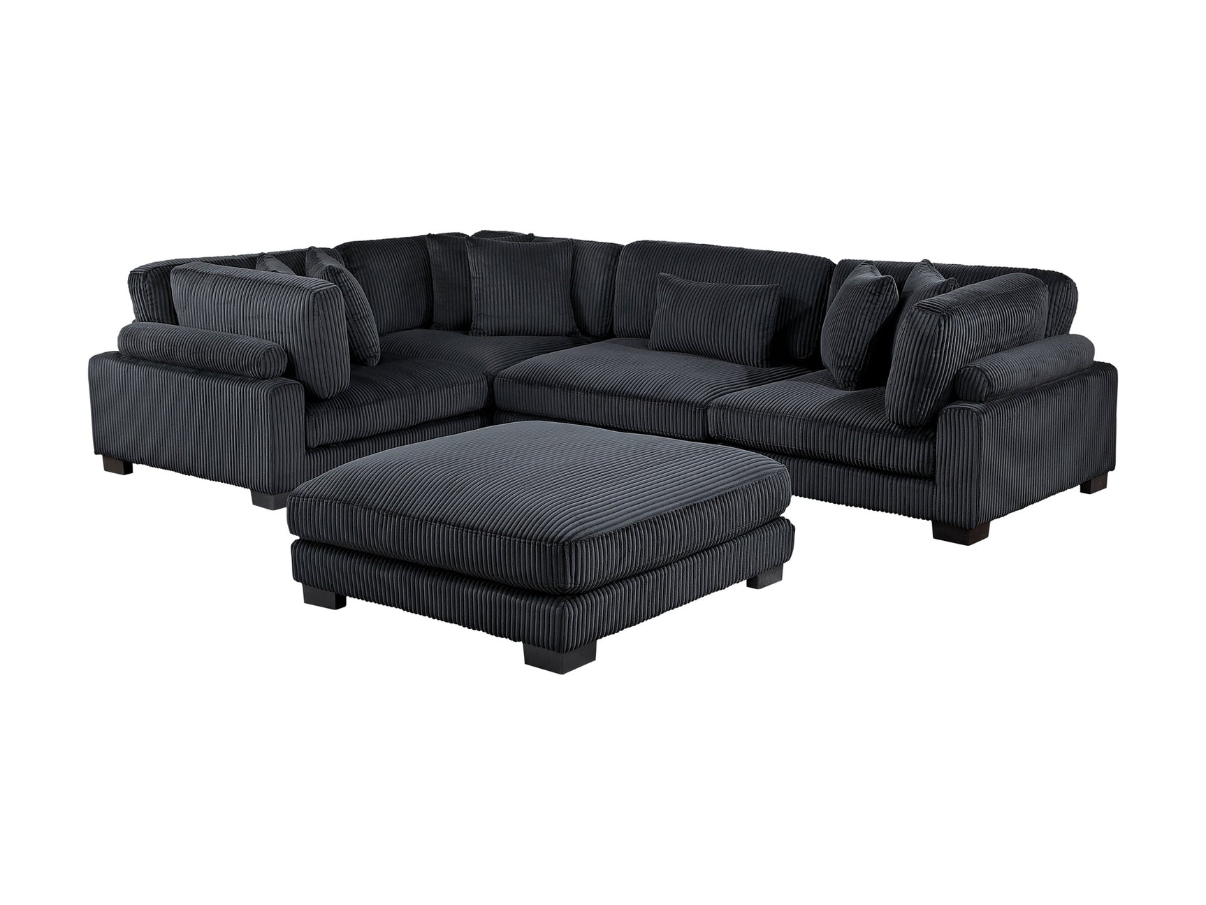 Traverse Black 5-Piece Modular Sectional with Ottoman - Ornate Home