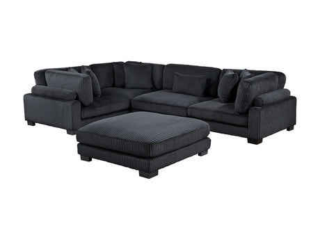 Traverse Black 5-Piece Modular Sectional with Ottoman - Ornate Home