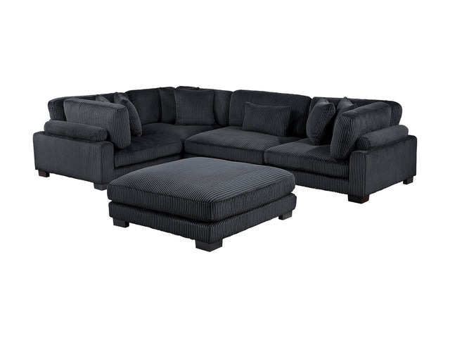 Traverse Black 5-Piece Modular Sectional with Ottoman - Ornate Home
