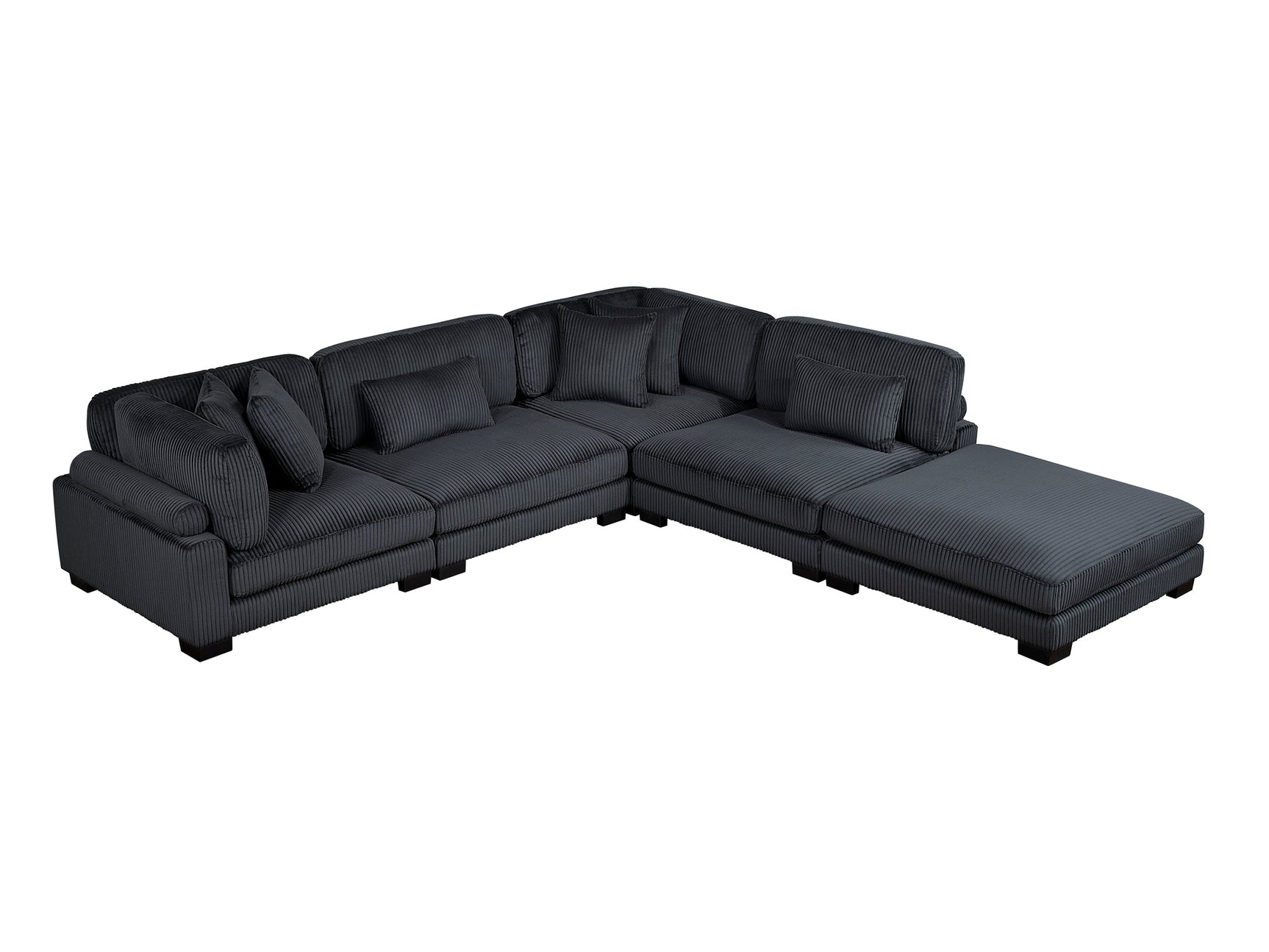 Traverse Black 5-Piece Modular Sectional with Ottoman - Ornate Home