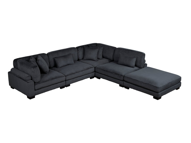 Traverse Black 5-Piece Modular Sectional with Ottoman - Ornate Home