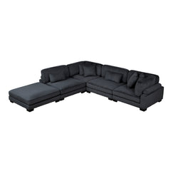 Traverse Black 5-Piece Modular Sectional with Ottoman - Ornate Home