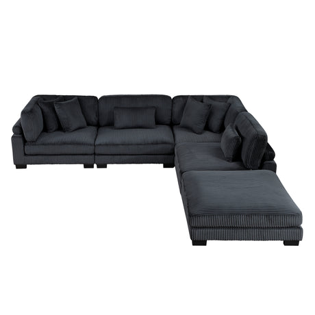 Traverse Black 5-Piece Modular Sectional with Ottoman - Ornate Home