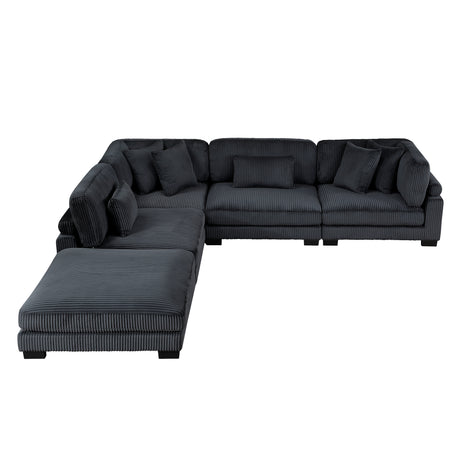 Traverse Black 5-Piece Modular Sectional with Ottoman - Ornate Home