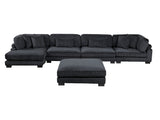 Traverse Black 5-Piece Modular Sectional with Reversible Chaise and Ottoman - Ornate Home
