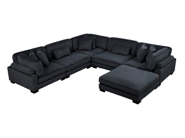 Traverse Black 6-Piece Modular Sectional with Ottoman - Ornate Home