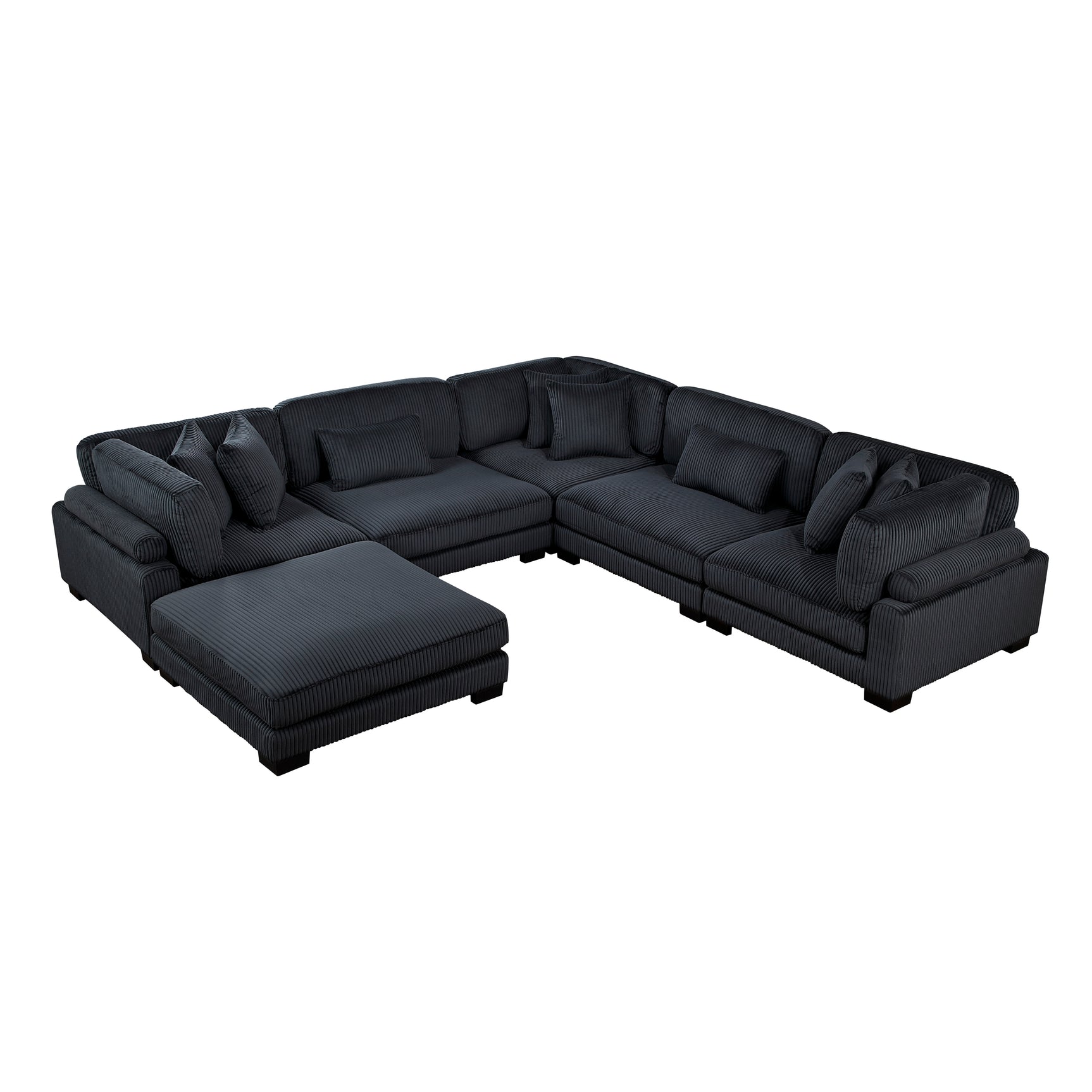 Traverse Black 6-Piece Modular Sectional with Ottoman - Ornate Home