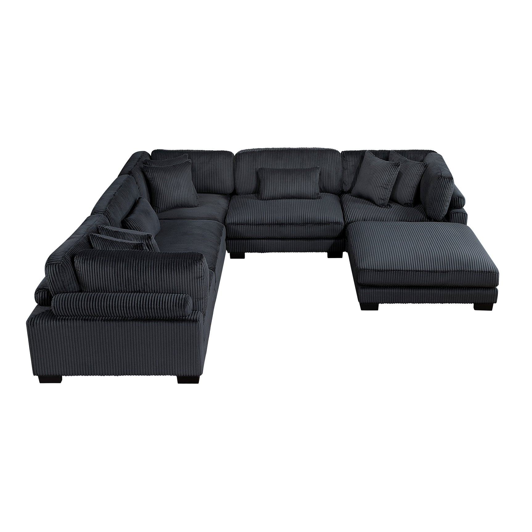 Traverse Black 6-Piece Modular Sectional with Ottoman - Ornate Home