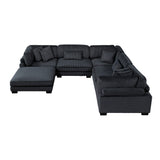 Traverse Black 6-Piece Modular Sectional with Ottoman - Ornate Home