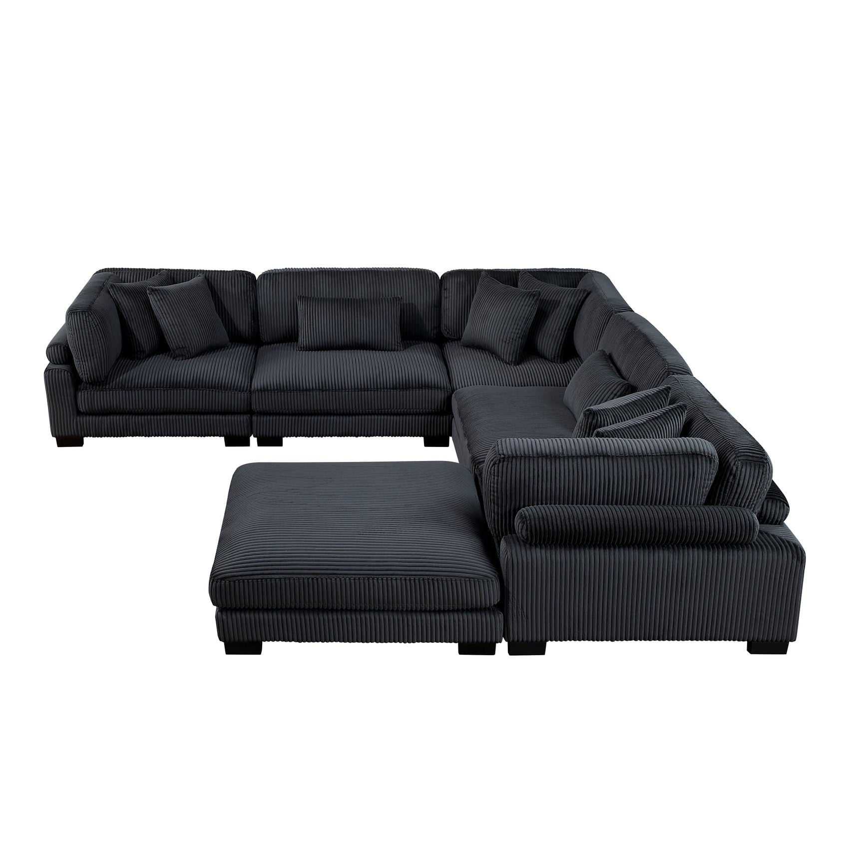 Traverse Black 6-Piece Modular Sectional with Ottoman - Ornate Home