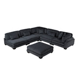 Traverse Black 6-Piece Modular Sectional with Ottoman - Ornate Home