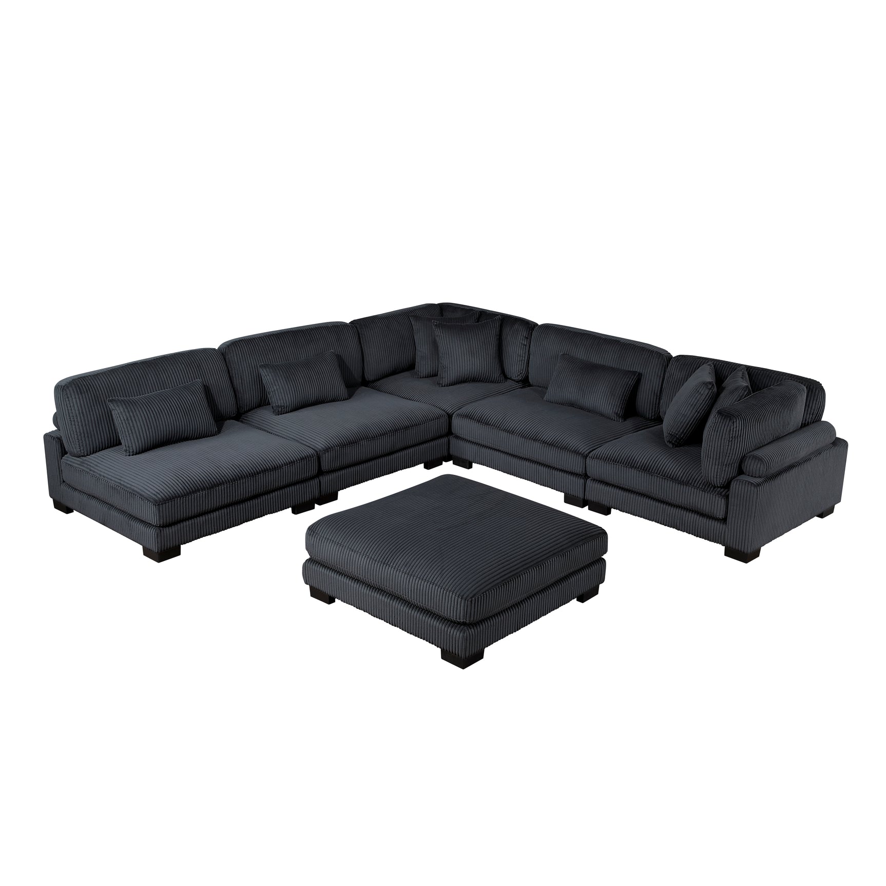 Traverse Black 6-Piece Modular Sectional with Ottoman - Ornate Home