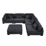 Traverse Black 6-Piece Modular Sectional with Ottoman - Ornate Home