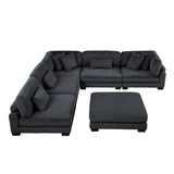 Traverse Black 6-Piece Modular Sectional with Ottoman - Ornate Home